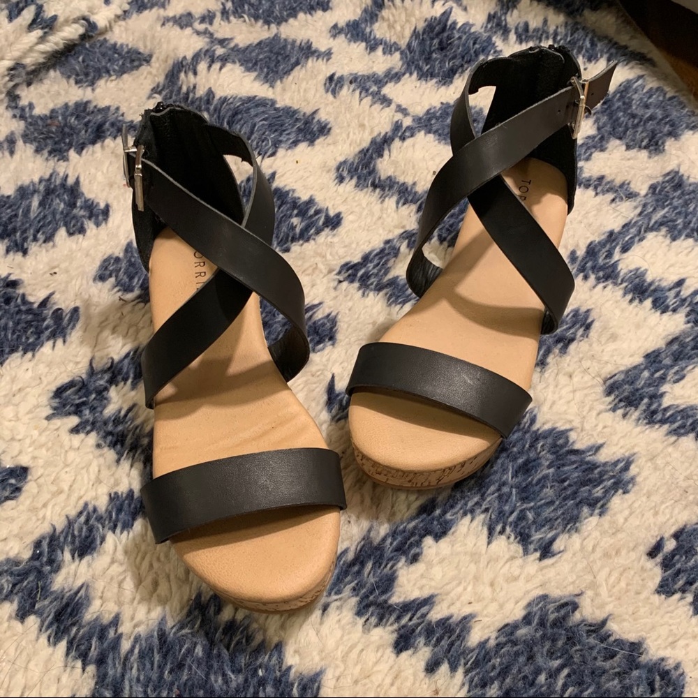 Torrid Criss Cross Strappy Cork Wedges